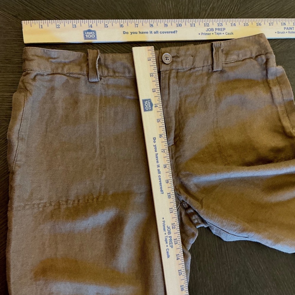 Coldwater Creek Natural Fit Brown Linen Blend Wide Leg Capri Crop Pants Size 8 - Picture 9 of 11